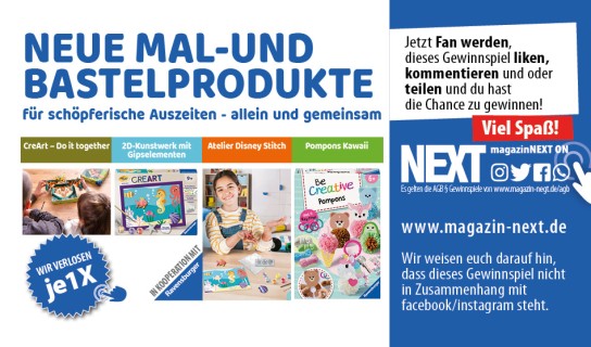 Magazin Next - 1 X neue Mal- und Bastelprodukte von Ravensburger