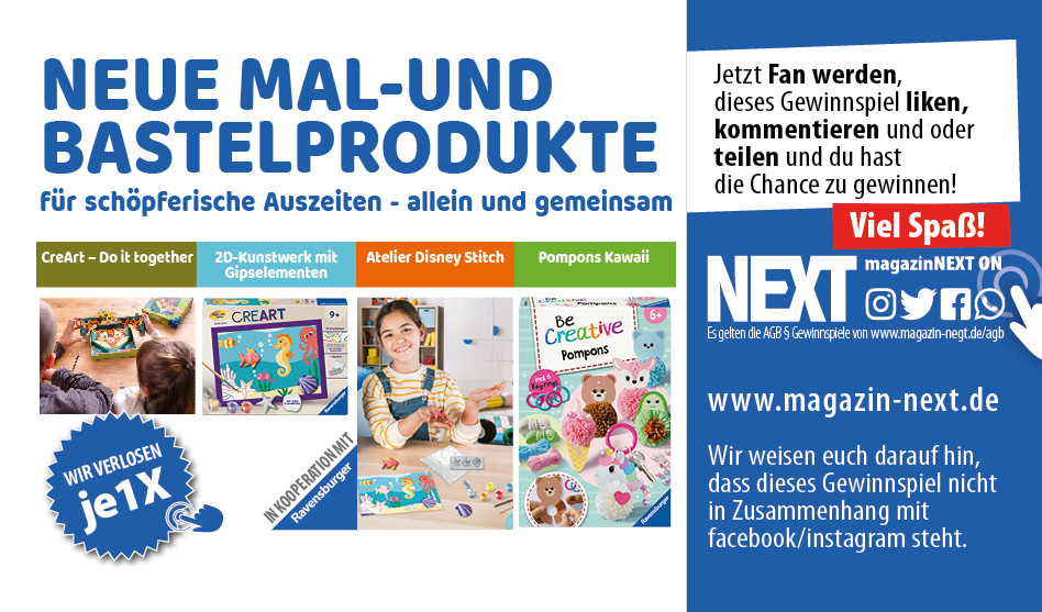 Magazin Next - 1 X neue Mal- und Bastelprodukte von Ravensburger