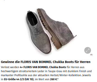 Men's Health - 4 Paar FLORIS VAN BOMMEL Chukka Boots in EU-Größe 44 2/3 (UK 10)
