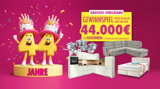 Möbel Boss - Preise im Gesamtwert von über 44.000 € - z.B. Küchen, Sofas, Betten & vieles mehr