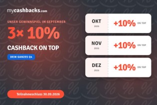 mycashbacks.com: 10 % Extra-Cashback für den Jahresendspurt gewinnen