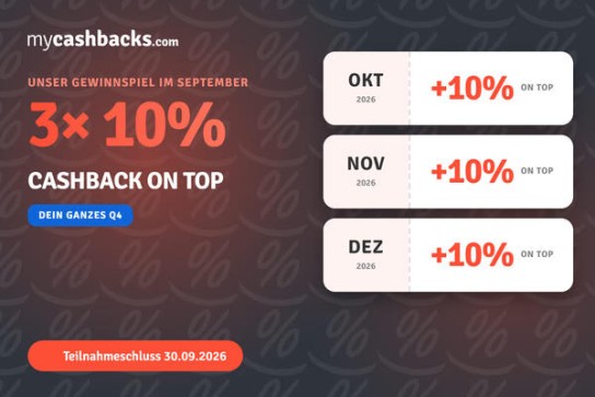 mycashbacks.com: 10 % Extra-Cashback für den Jahresendspurt gewinnen