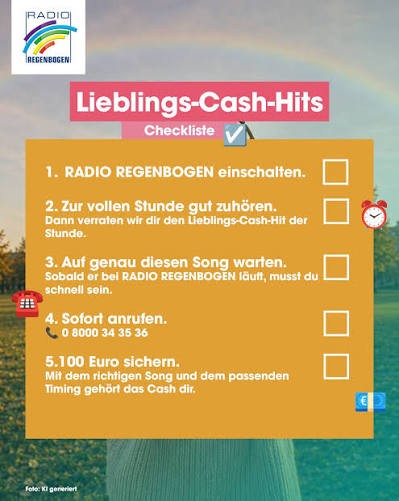 Radio Regenbogen - 12x 100€ Geldgewinn pro Tag