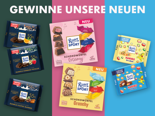 Ritter Sport - 5 Schokopakete mit einer Auswahl von Ritter Sport-Produktneuheiten