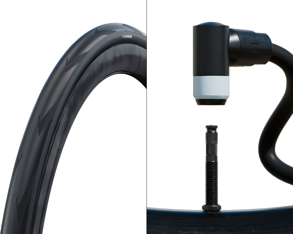 Schwalbe - einen von fünf Schwalbe Set Pro One Aero (1x Front & 1x Rear) und 1x Clik Valve Adapter-Set zum Aufpumpen von Fahrradreifen