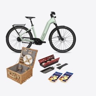 Schweizer Käse - 1 super ausgestattetes Schweizer Trekking E-Bike von Flyer, 11 x Genießer-Sets inkl. Weiden-Picknickkorb für 2 Personen, Mini-Racletteofen für 2 Personen sowie 600 g Raclette Suisse