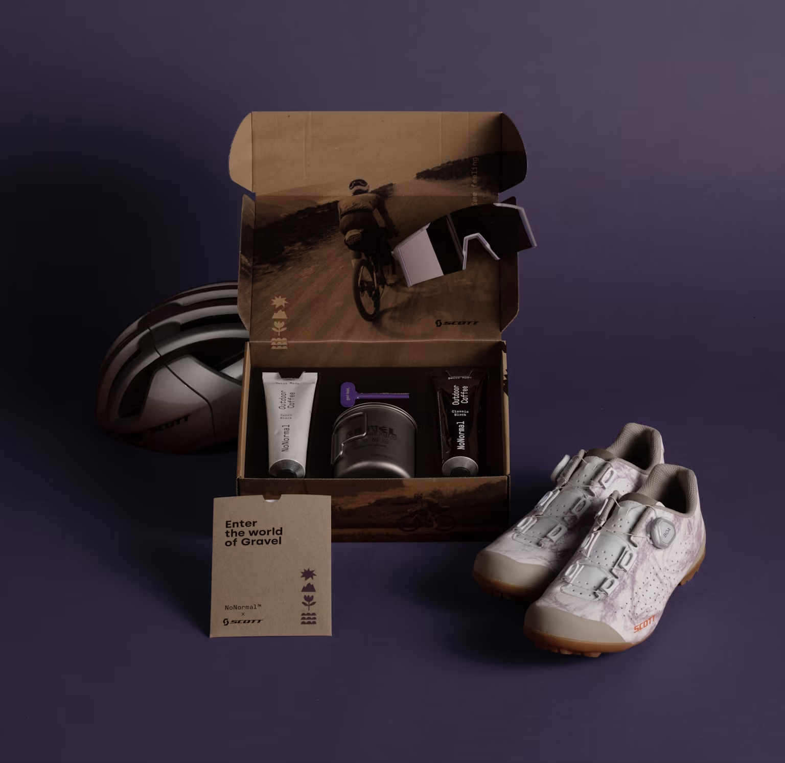 SCOTT Sports - Eine NoNormal x Scott Kollaborationsbox ( Schuhe,Brille,Helm,Kaffee etc.. )