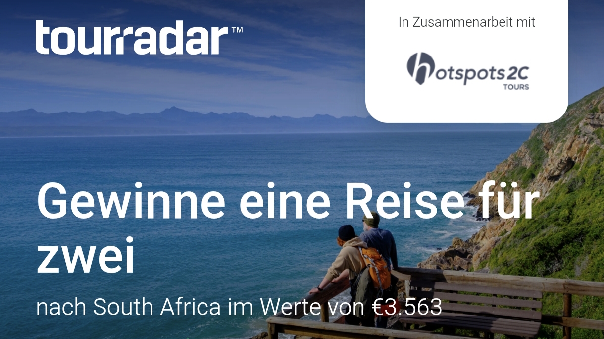 tourradar.de - Eine Reise für zwei nach Südafrika im Wert von € 3.563