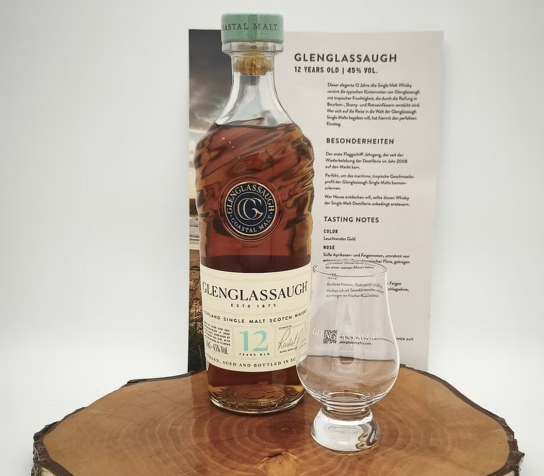 Whisky ERLEBNIS - Single Malt Whisky Glenglassaugh 12 Jahre Sherry & Wine Casks 45% + Glencairn Nosing-Glas mit Glenglassaugh-Logo [Newsletter-Anmeldung]