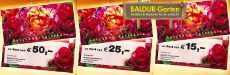 BALDUR Garten: 3 x 50 €, 10 x 25 € und 20 x 15 € Gutscheine BALDUR Garten: 3 x 50 €, 10 x 25 € und 20 x 15 € Gutscheine