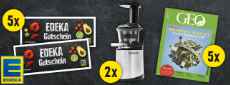 EDEKA: 5 x 50 € Einkaufsgutscheine und 2 x Gastroback Slow Juicer