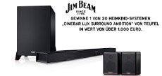 Jim Beam: 20 x ein Teufel Heimkino-System für insgesamt ca. 20.000 € Jim Beam: 20 x ein Teufel Heimkino-System für insgesamt ca. 20.000 €