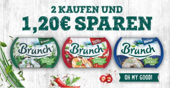 Brunch: 2 Produkte kaufen, 1,20 € Cashback erhalten Brunch: 2 Produkte kaufen, 1,20 € Cashback erhalten