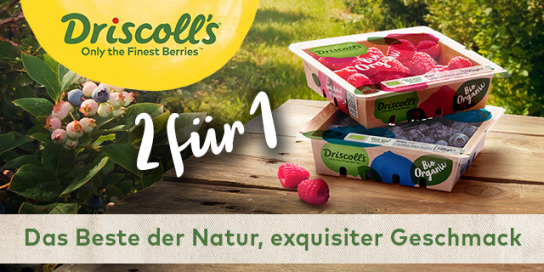Driscoll’s Beeren: 2 Produkte kaufen, eine 1 Packung gratis erhalten Driscoll’s Beeren: 2 Produkte kaufen, eine 1 Packung gratis erhalten