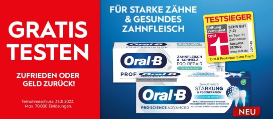 Oral-B Zahncreme gratis testen