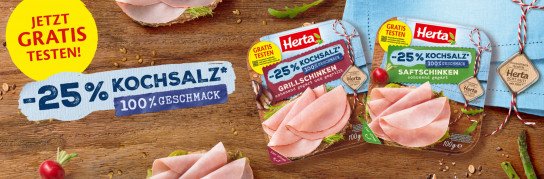 Herta-25 % Kochsalz Schinken gratis testen
