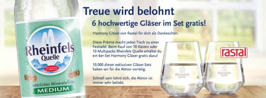 Rheinfels Quelle: gratis 6er-Set Harmony Gläser