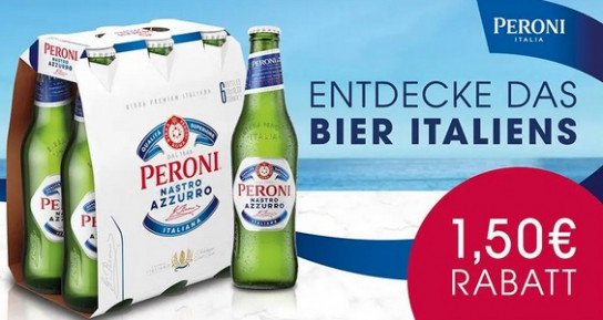 Peroni Nastro Azzurro Sixpack mit 1,50 € Sofortrabatt
