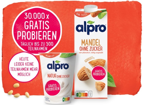 Alpro ohne Zucker gratis testen