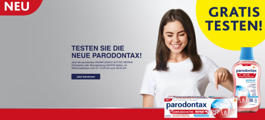parodontax ZAHNFLEISCH ACTIVE REPAIR Zahnpasta oder Mundspülung gratis testen