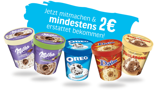 Milka, Oreo, Daim und Toblerone Eis mit mind. 2 € Rabatt oder sogar gratis* testen