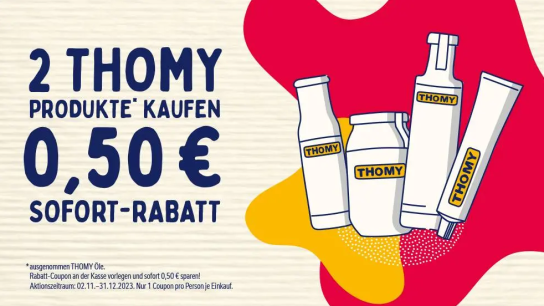Thomy Produkte mit 0,50 € Sofortrabatt