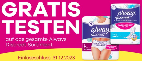 Always Discreet Binden gratis testen