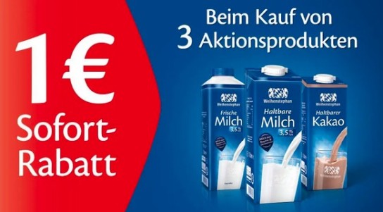Weihenstephan Milch + Kakao mit 1,00 € Sofortrabatt