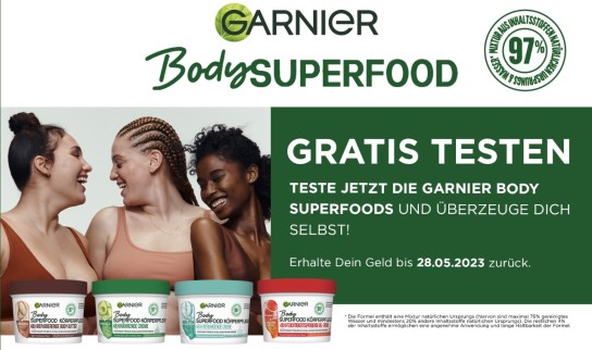 Garnier Body Superfood gratis testen