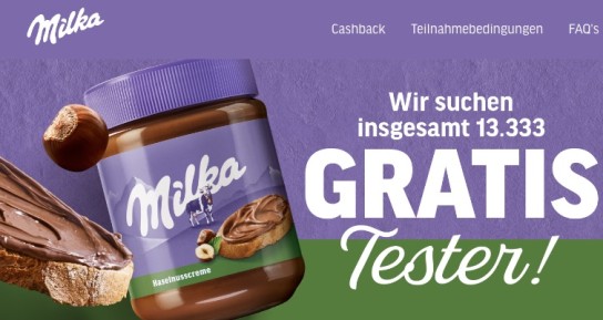 Milka: Haselnusscreme gratis testen