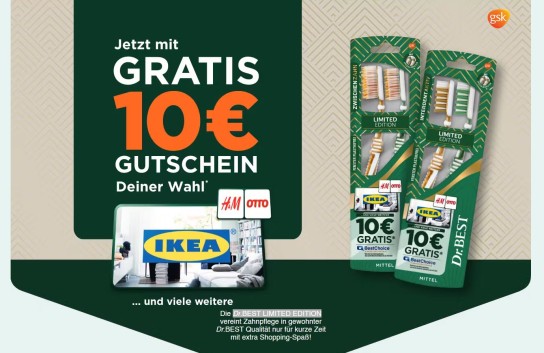 Dr.BEST: Gratis 10 € Gutschein deiner Wahl (Otto, IKEA, H&M uvm.)