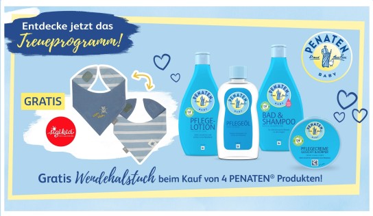 PENATEN: kaufe 4 Produkte und erhalte ein Wendehalstuch von sigikid gratis