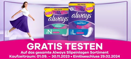 Always Slipeinlagen gratis testen