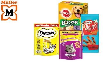 Müller: Dreamies, Whiskas, Pedigree, Frolic Snacks mit 1 € Sofortrabatt