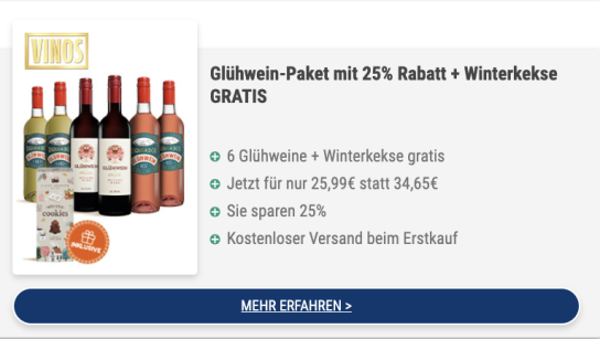 Vinos: Gratis Winterkekse | Glühwein-Paket
