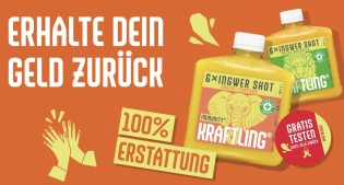 Kraftling Ingwer- und Curcuma Flachmänner gratis testen