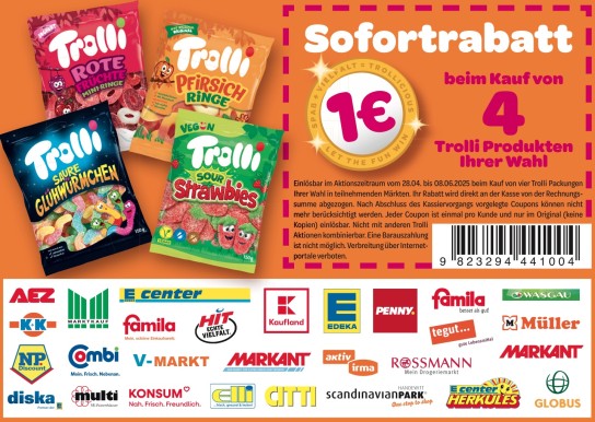 Trolli Produkte mit 1 € Sofortrabatt