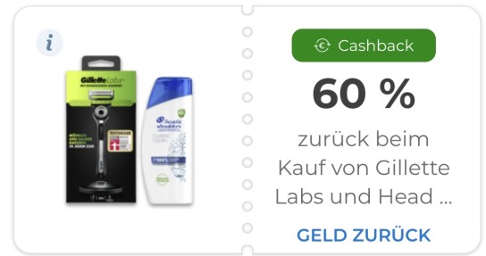 Head&Shoulders- und Gillette-Aktionsprodukt mit 60 % Cashback