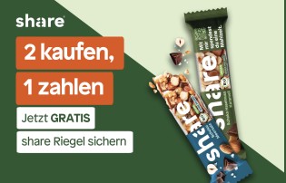 share Riegel mit 50 % Rabatt (2 für 1 Aktion)