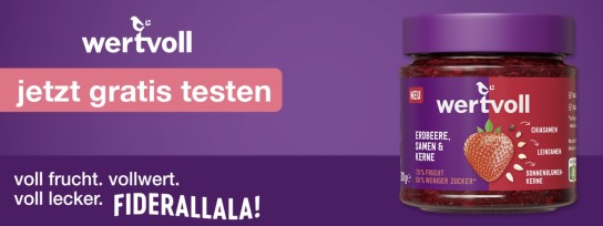 wertvoll Marmelade gratis testen