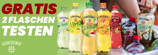 Gerolsteiner: 2 Flaschen Limos & Schorlen gratis
