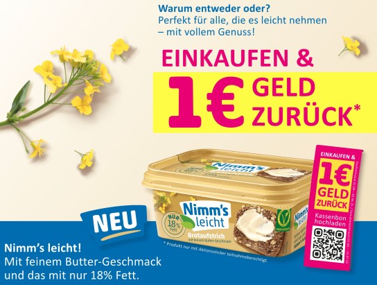 Nimm’s leicht mit 1,00 € Cashback