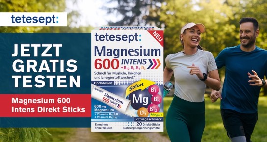Rossmann: tetesept Magnesium 600 Intens Direkt Sticks gratis testen