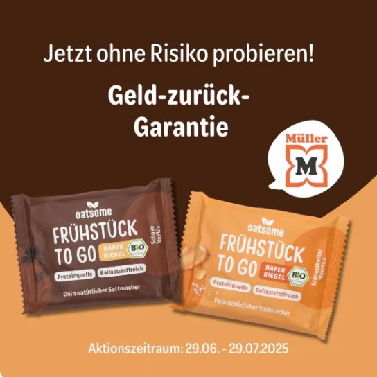 Müller: Oatsome Frühstück2Go-Riegel gratis testen