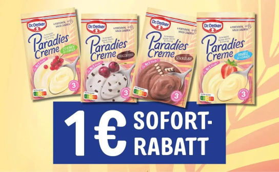 Dr. Oetker Paradies Creme mit 1 € Sofortrabatt