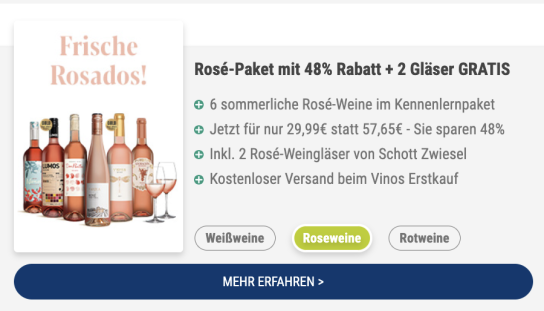 Vinos: Gratis Weingläser | Rosé