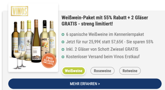 Vinos: Gratis Weingläser | Blanco