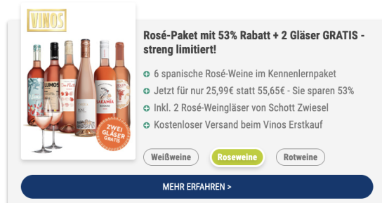 Vinos: Gratis Weingläser | Rosado