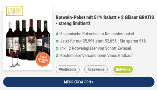 Vinos: Gratis Weingläser | Tinto