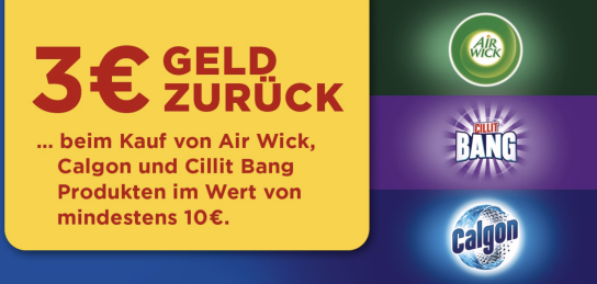 Air Wick, Calgon oder Cillit Bang mit 3 € Cashback